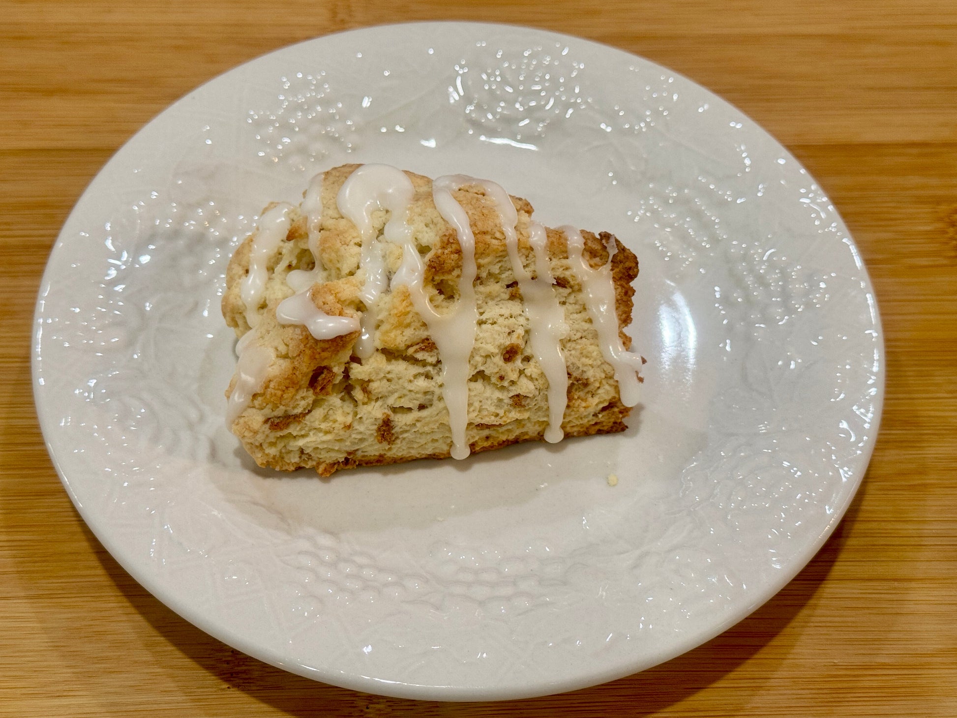 Lemon pie scones on decorative plate 